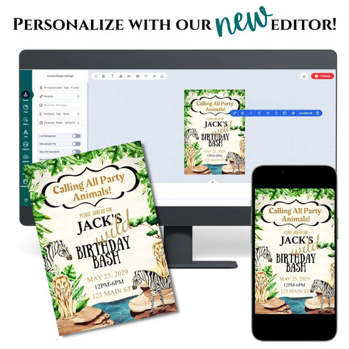 Wild Safari Birthday Personalized Invitation